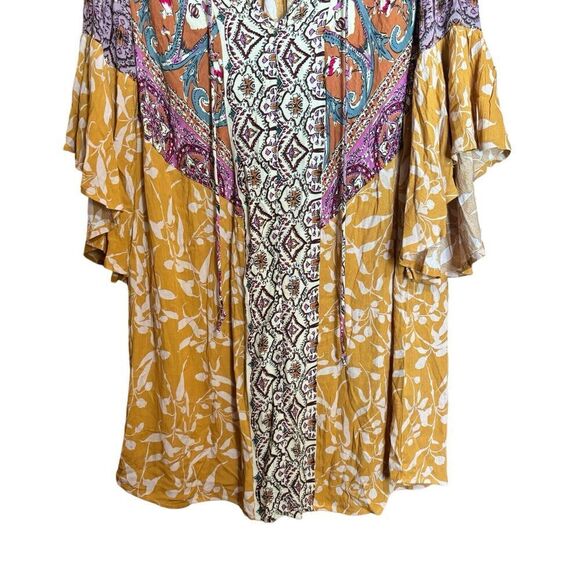 UMGEE Tunic Dress Womens Small Multicolor Floral Boho Flutter Sleeves Gauze - Picture 4 of 8